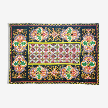 Brown wool rug with geometrical design 223x155cm