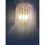 Ensemble de deux bandes d'albastro blanc Venied « Listelli » Applique murale en verre de Murano doré 24 carats par SimoEng