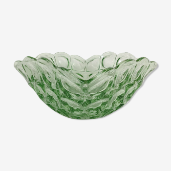 Coupe a fruit en verre épais de couleur verte transparent