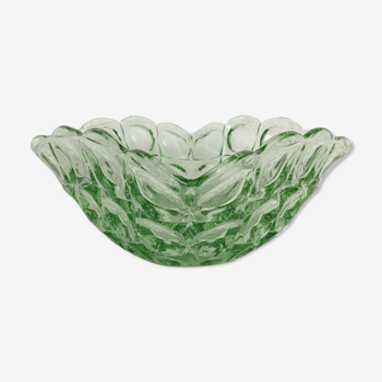 Fruit cup made of thick glass of transparent green color