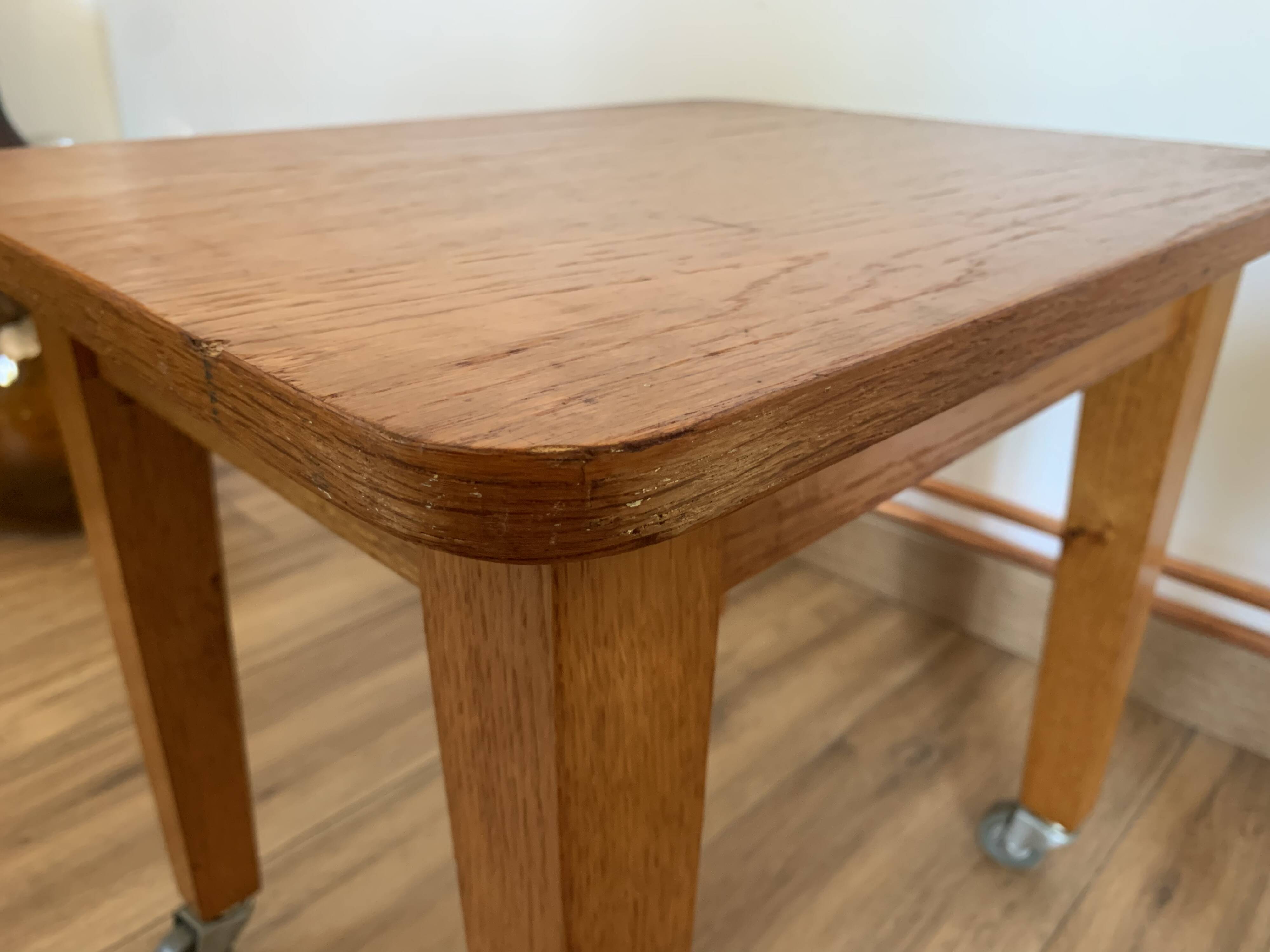 Vintage coffee table on casters