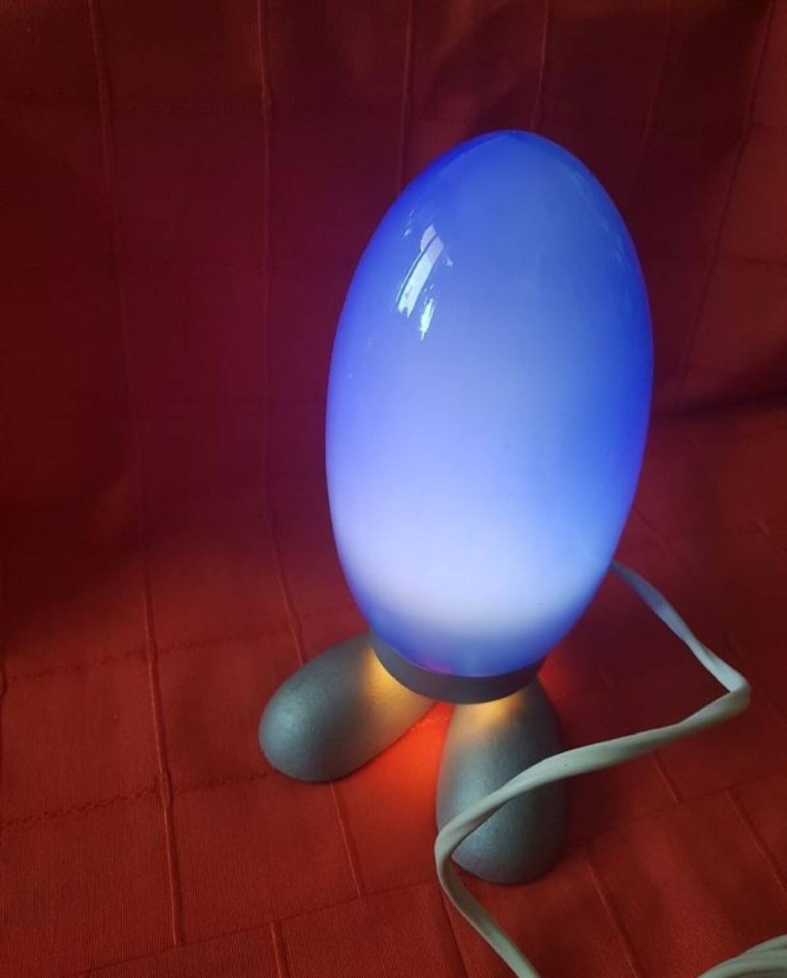 Table lamp. cobalt blue ovoid. creator tatsuo konno.