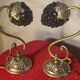 pair of Murano glass lamps bronze brass 1970 electric working 30x21 bedside tables