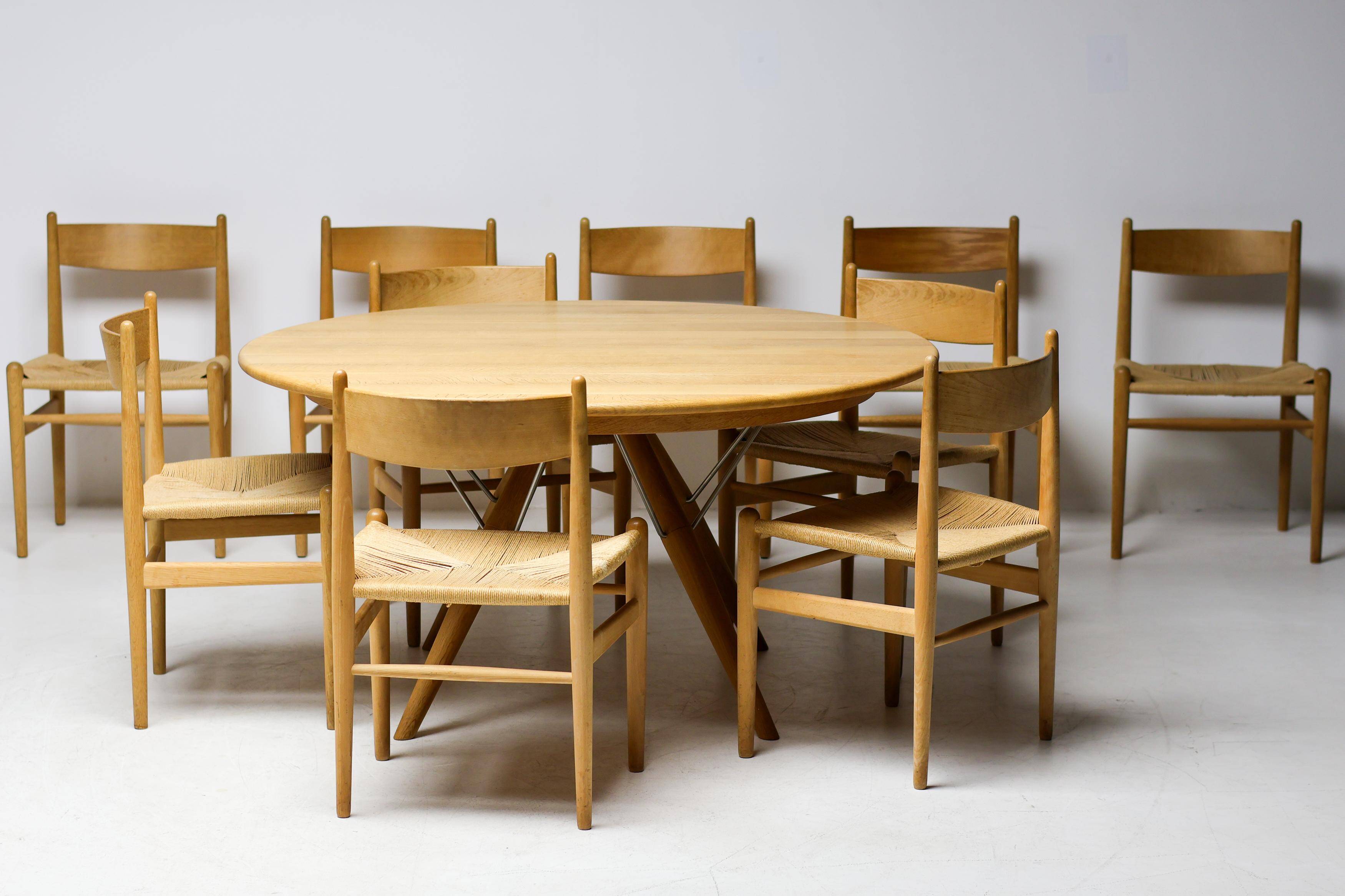 CH36 dining chair, matched, in soap-treated oak by Hans J. Wegner for Carl Hansen.