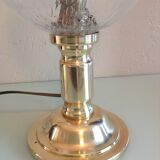 Brass bedside lamp and bubbled glass globe / vintage 60s-70s