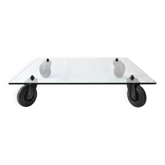 Gae AULENTI (1927-2012) Coffee table model "Table with wheels" for Fontana