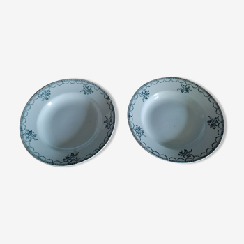 Assiettes creuses en porcelaine St Amand fleurs