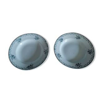 Assiettes creuses en porcelaine St Amand fleurs