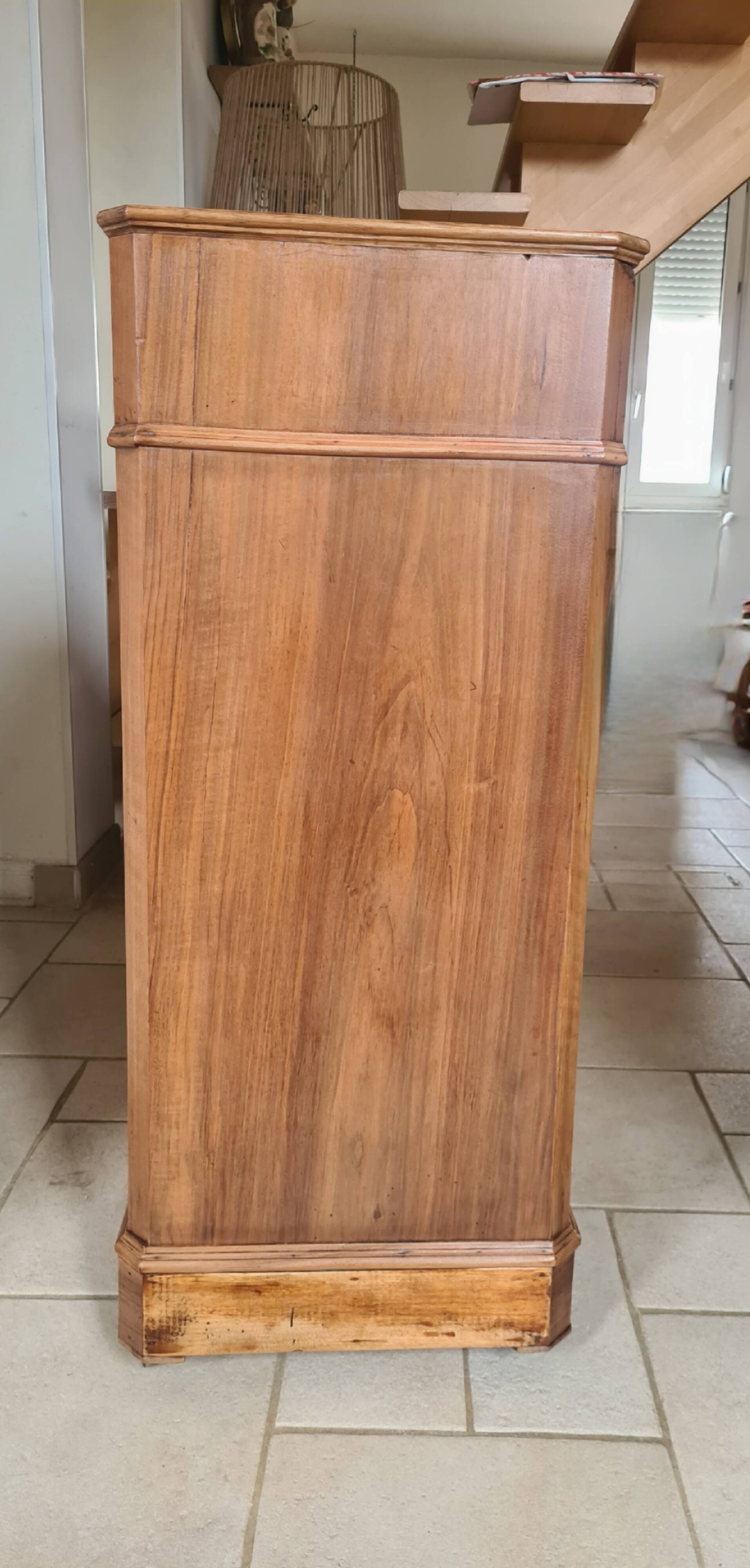 Nightstand in walnut and jute fabric, 1900
