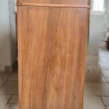 Walnut and burlap bedside table, 1900