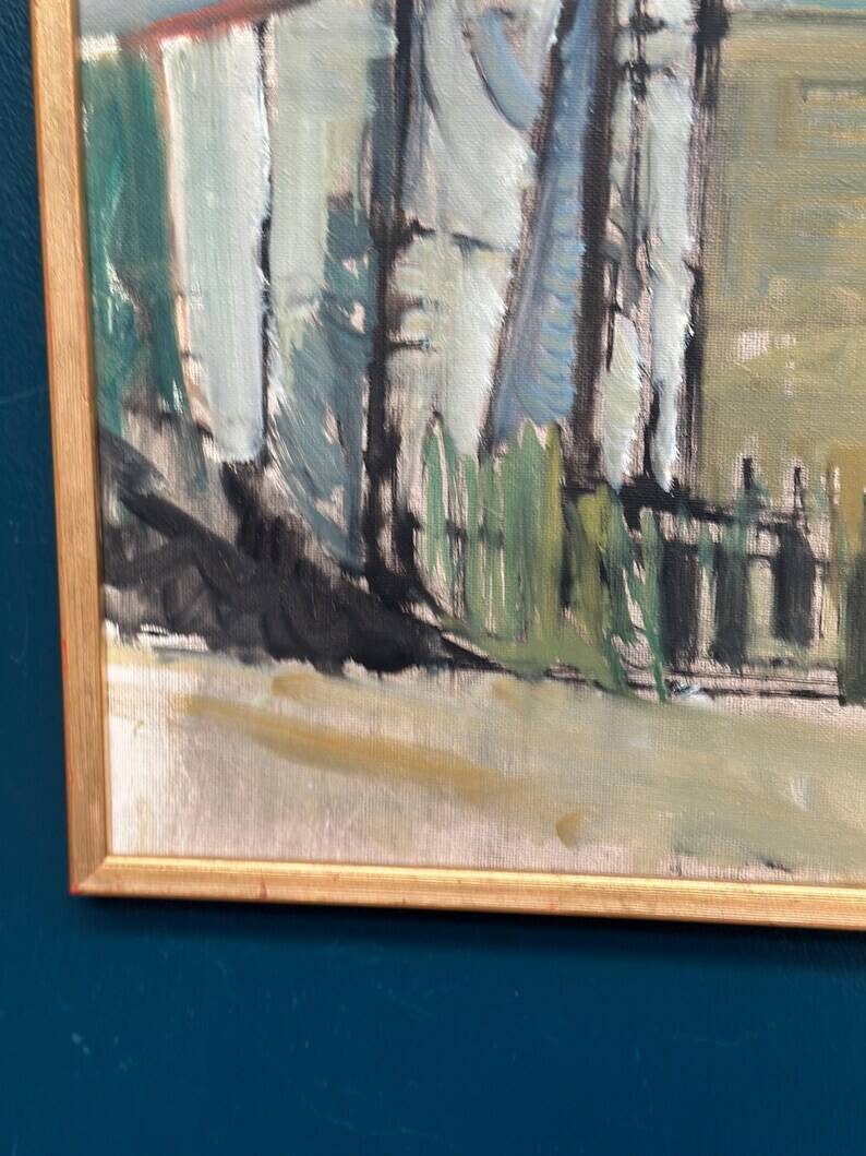 Original Swedish Oil on Canvas – “Abstract Landscape” by S. Hamlet – Dated 1960 – Vintage and Framed – 66 × 48 cm (26" × 18.9")