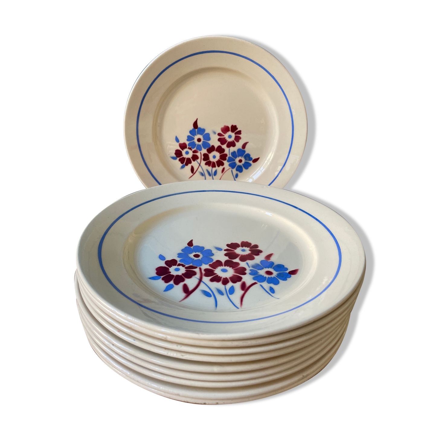 Set of 10 flat plates K&G Lunéville, model Sylvain