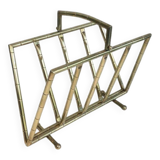 Brass faux-bamboo style magazine rack