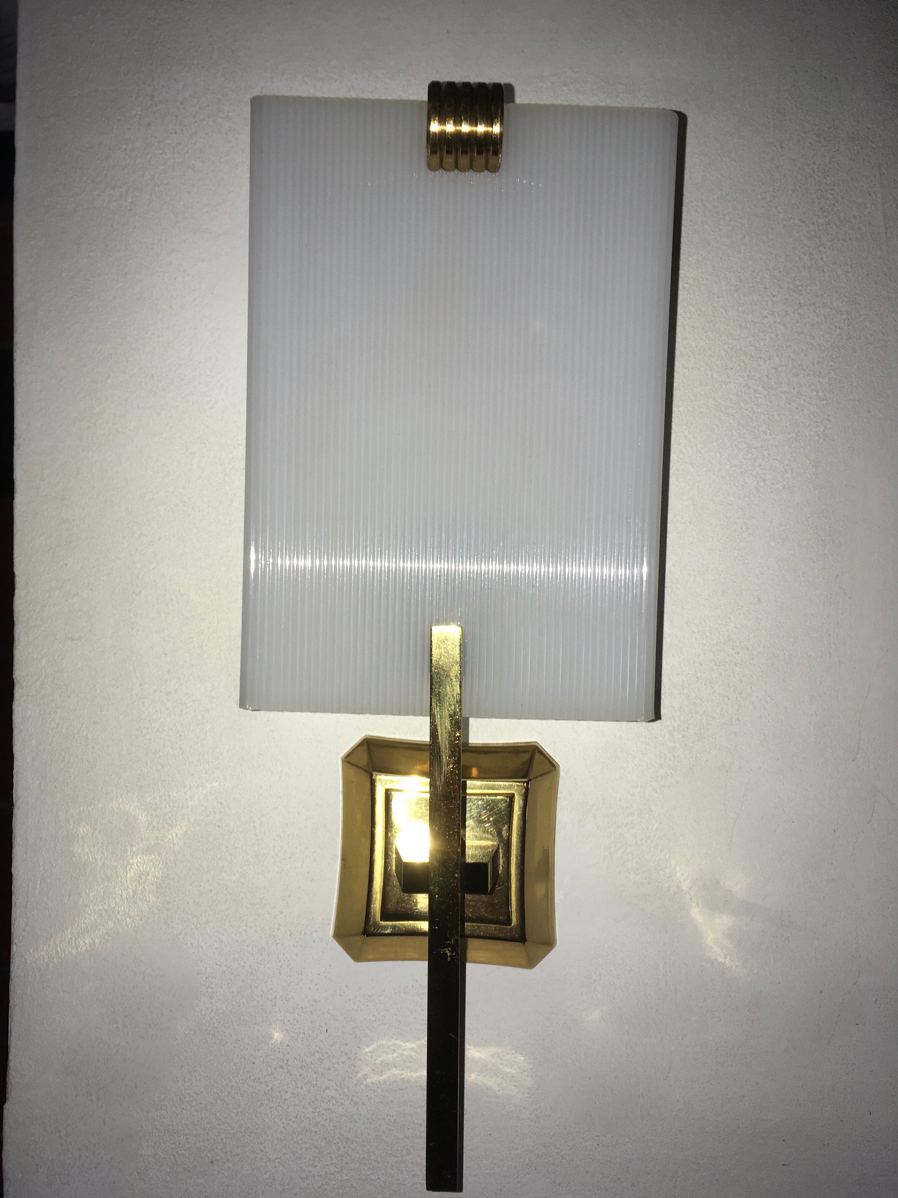 Pair of vintage 1950 brass wall light  perspex