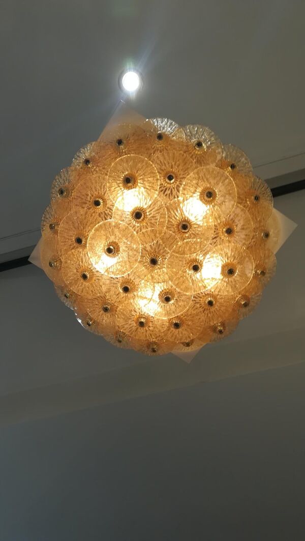 Plafonnier disques en verre de Murano gold  modèle medium