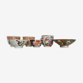 Set of 6 tea cups in 19th and 20th century Chinese and Japanese porcelain