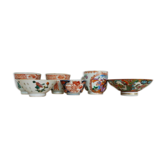 Set of 6 tea cups in 19th and 20th century Chinese and Japanese porcelain