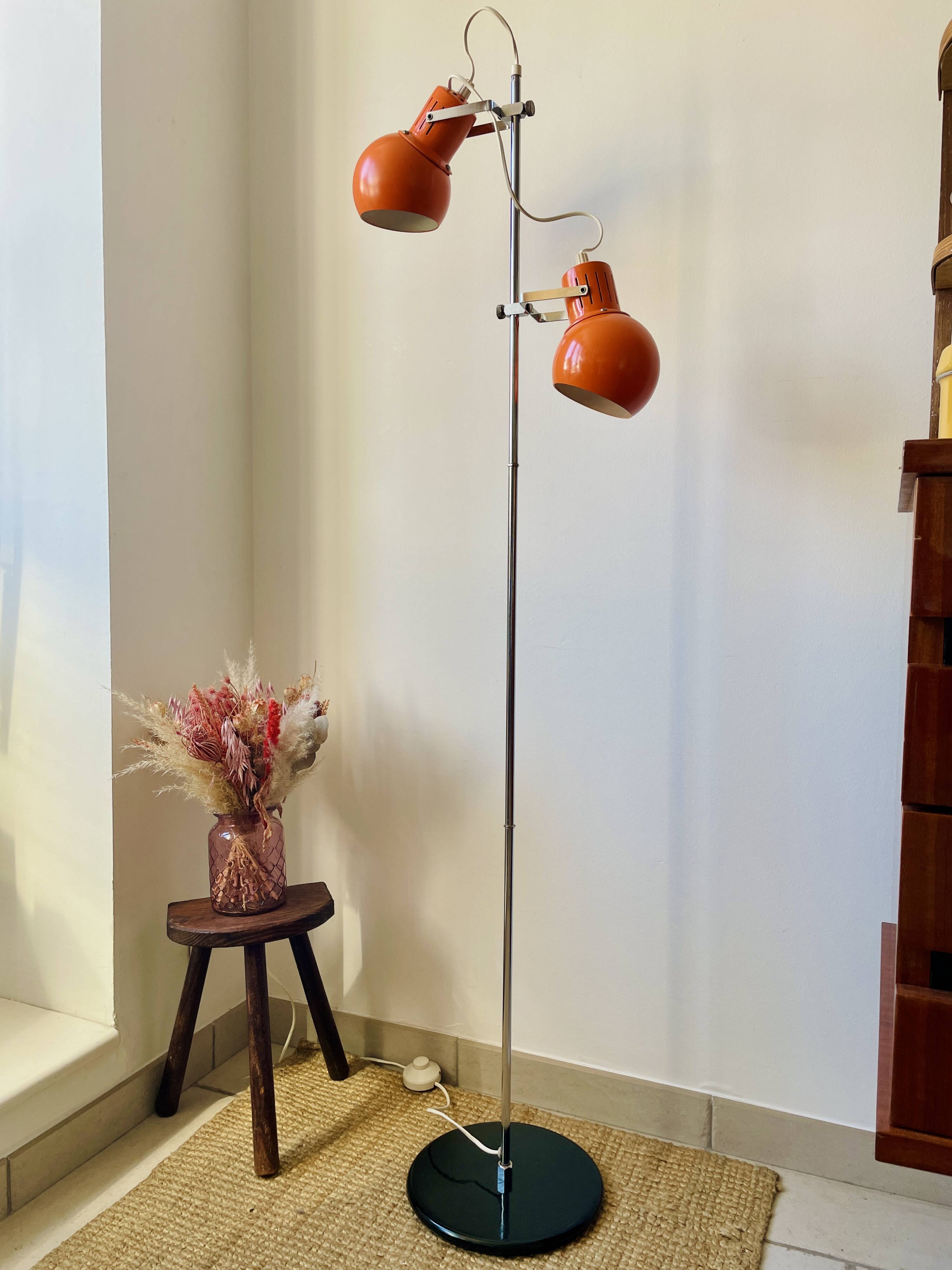 Lampadaire eyeball orange années 70