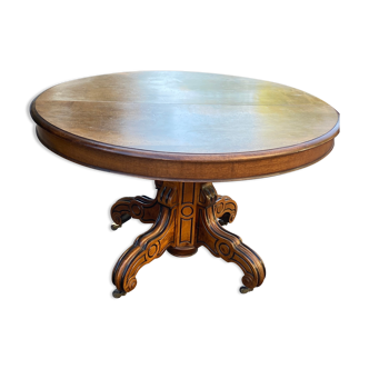 Old oak table with oval central foot