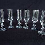 Flûtes à champagne en cristal de bohème, pied avec boule facetée