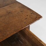 Table console espagnole ancienne en bois de chêne, avec 2 grands tiroirs du 18ème siècle.