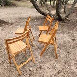 Set of 4 vintage wooden folding chairs