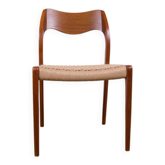 Series of 6 Danish chairs in Teak and new rope, model 71 by Niels Otto Moller 1960.