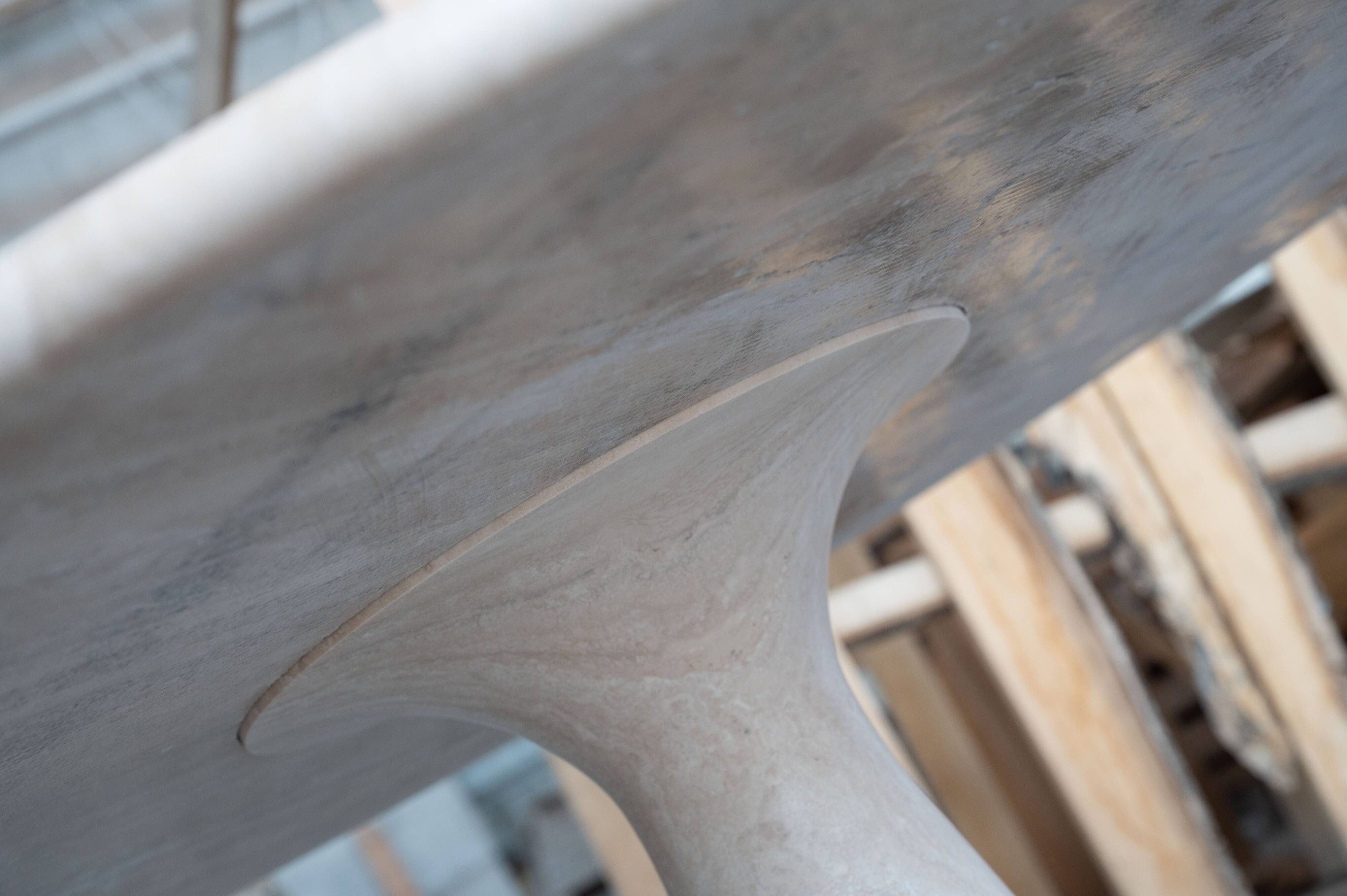 Angelo Mangiarotti M1 dining table Travertine marble 130cm