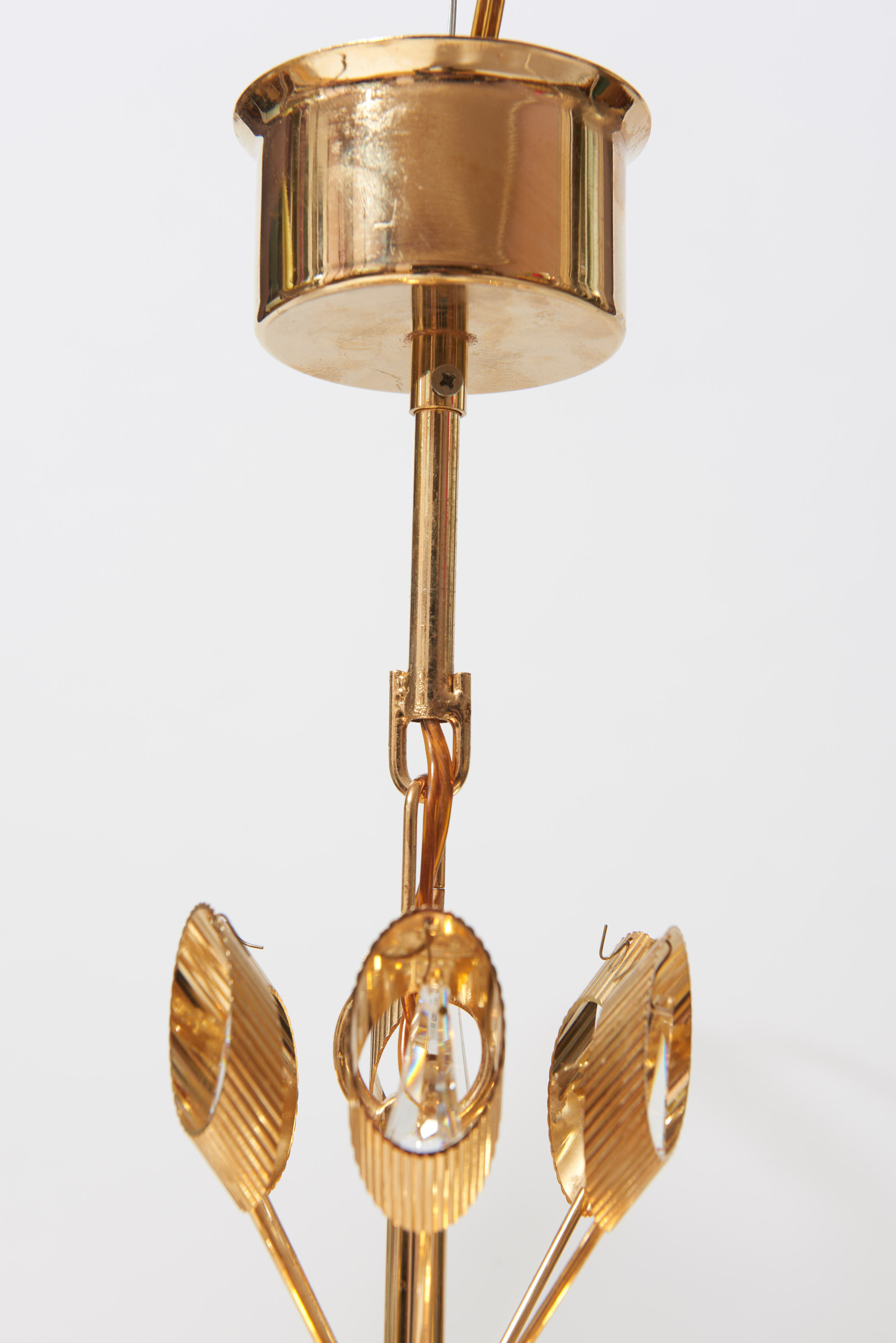 Brass and crystal chandelier by Palwa, 1960