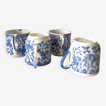 4 mini Japanese fine porcelain cups - 70s
