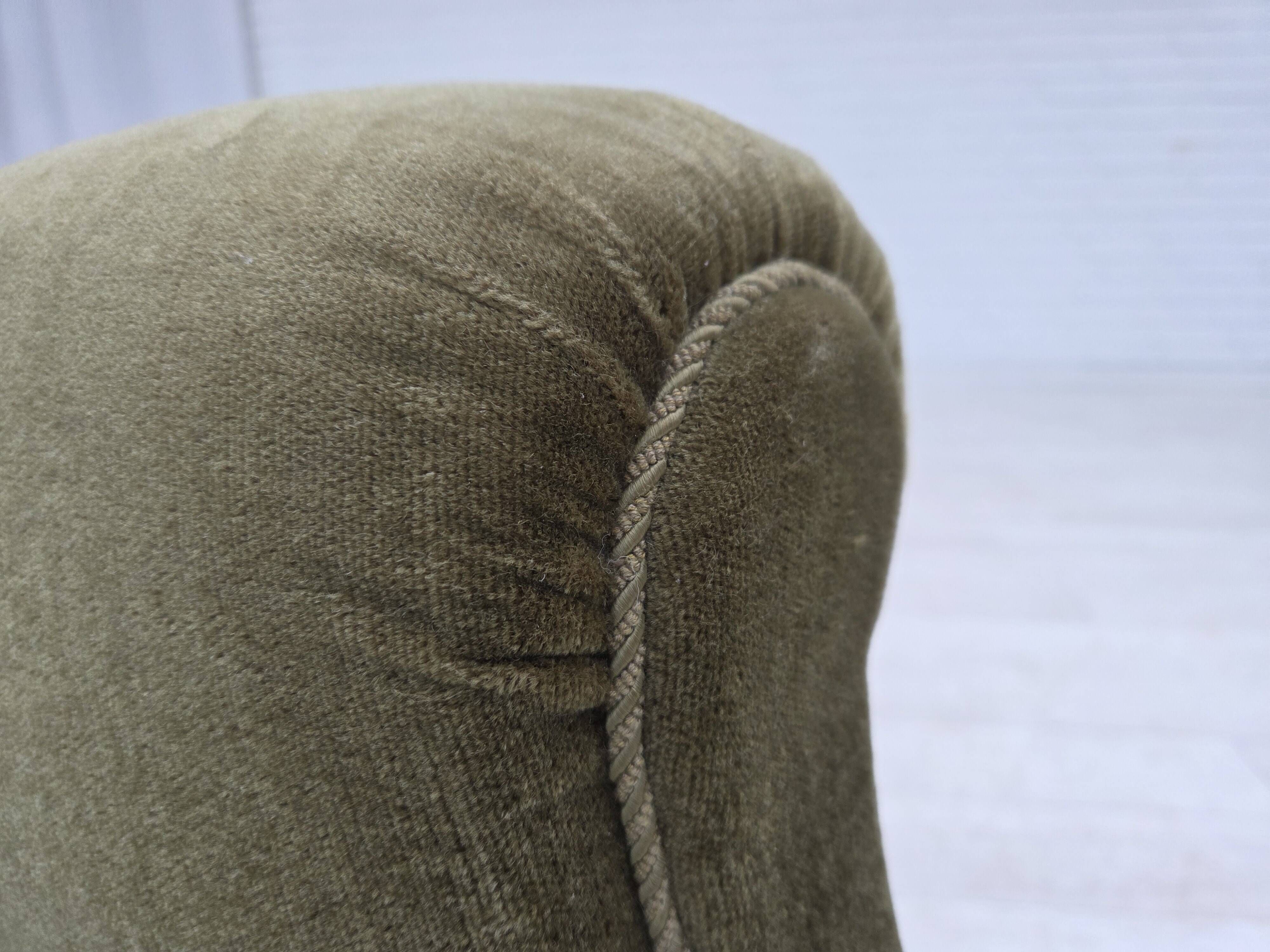 1960s, Danish relax armchair, green furniture velour, original condition.