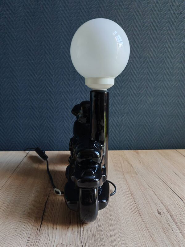 Lampe de table moto céramique noire vintage   Style Harley Davidson