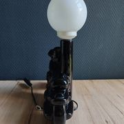 Vintage black ceramic motorcycle table lamp | Harley Davidson style