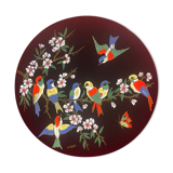 Superb dish n° 40 in emaux de longwy l'arbre aux oiseaux mp chevallier 37 cm