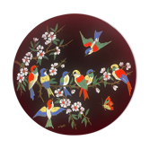 Superb dish n° 40 in emaux de longwy l'arbre aux oiseaux mp chevallier 37 cm