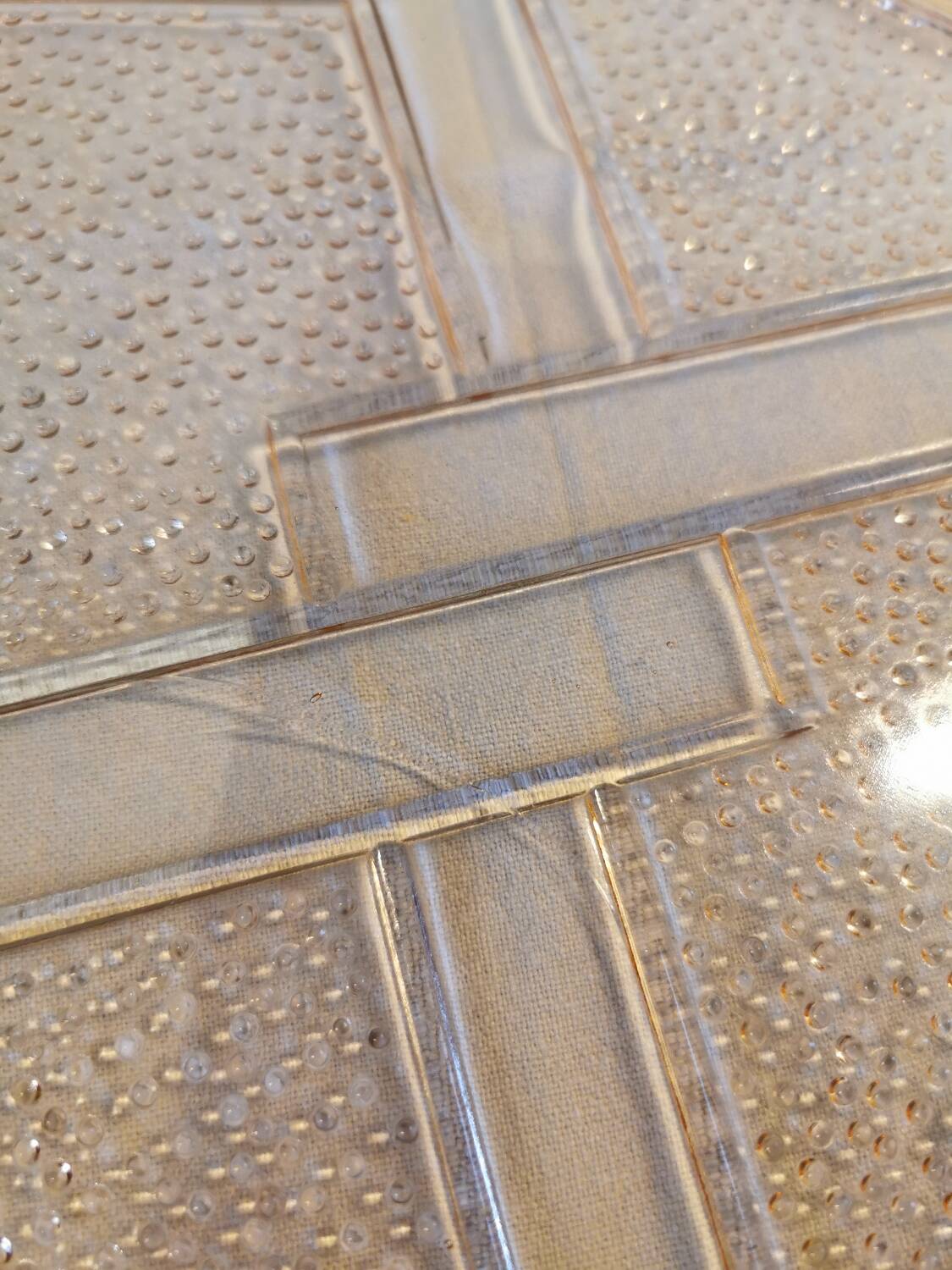 Pink molded glass dish