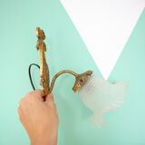 Golden opaline gooseneck wall lamp