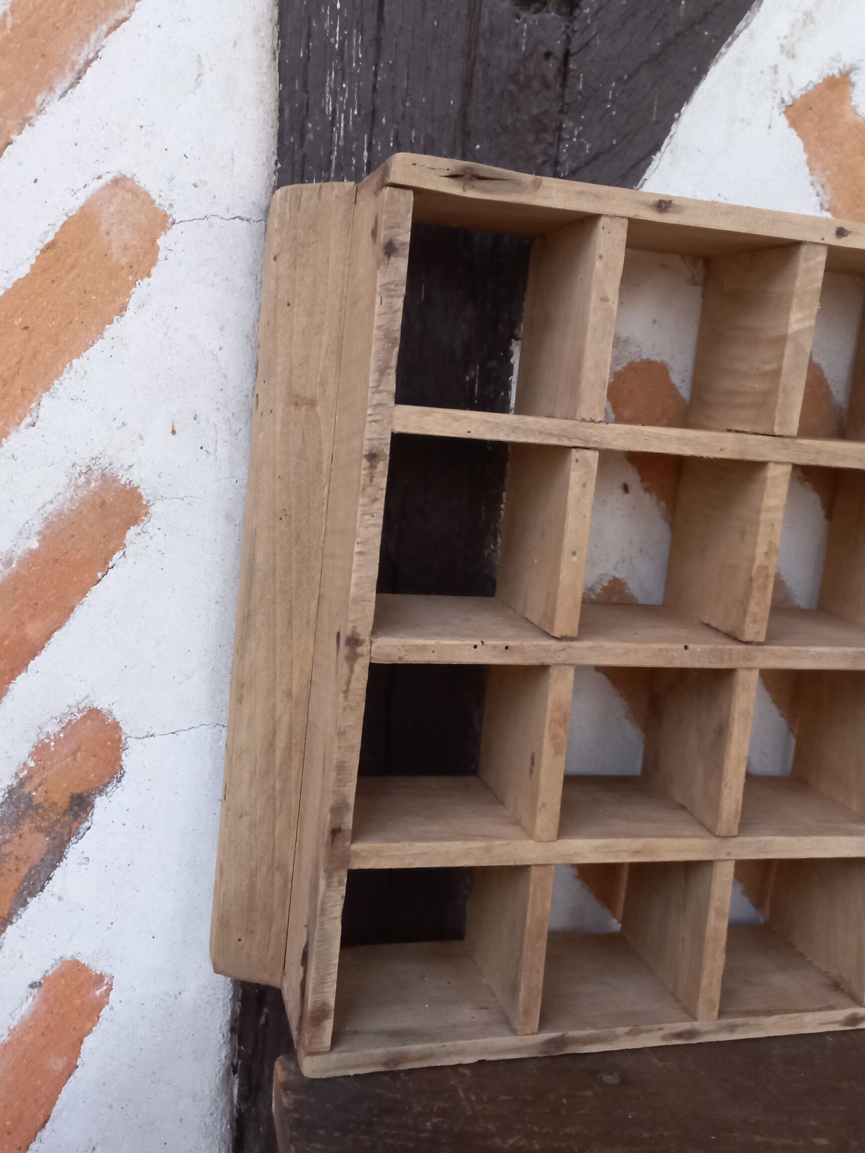 Wooden wall shelf 16 boxes