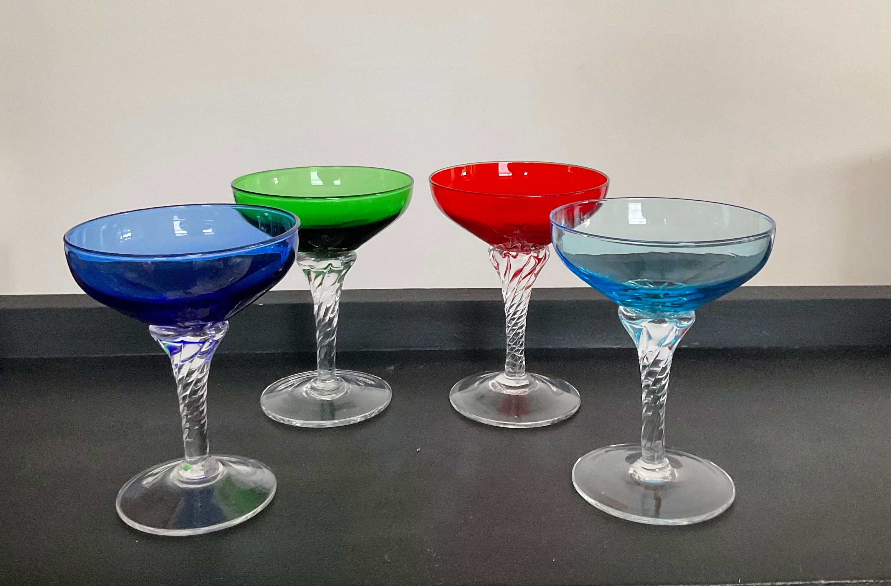 Series of 4 vintage glasses cut from the 50s-60s