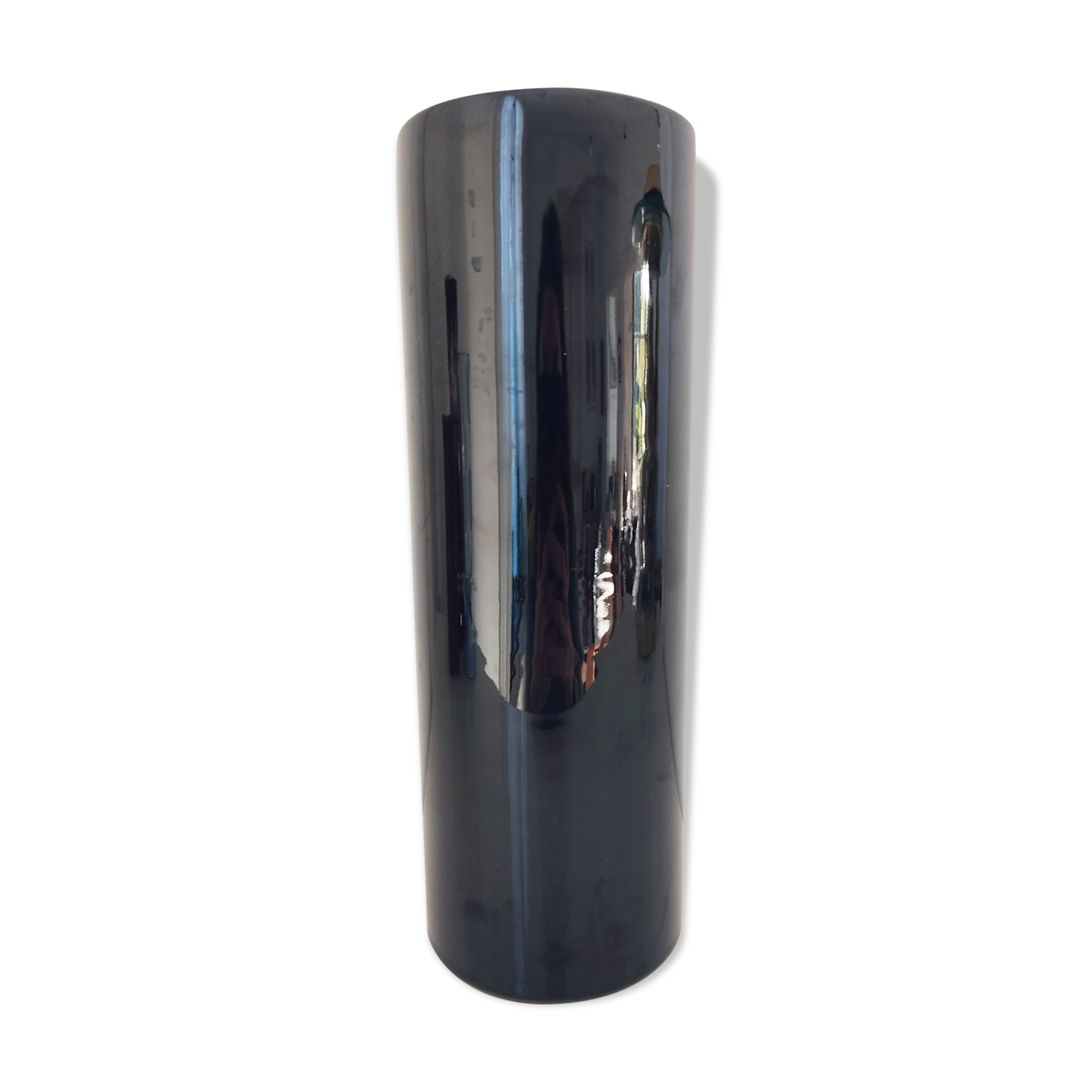 Dark blue ceramic roller vase