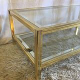 Gold and chrome metal coffee table - 70s