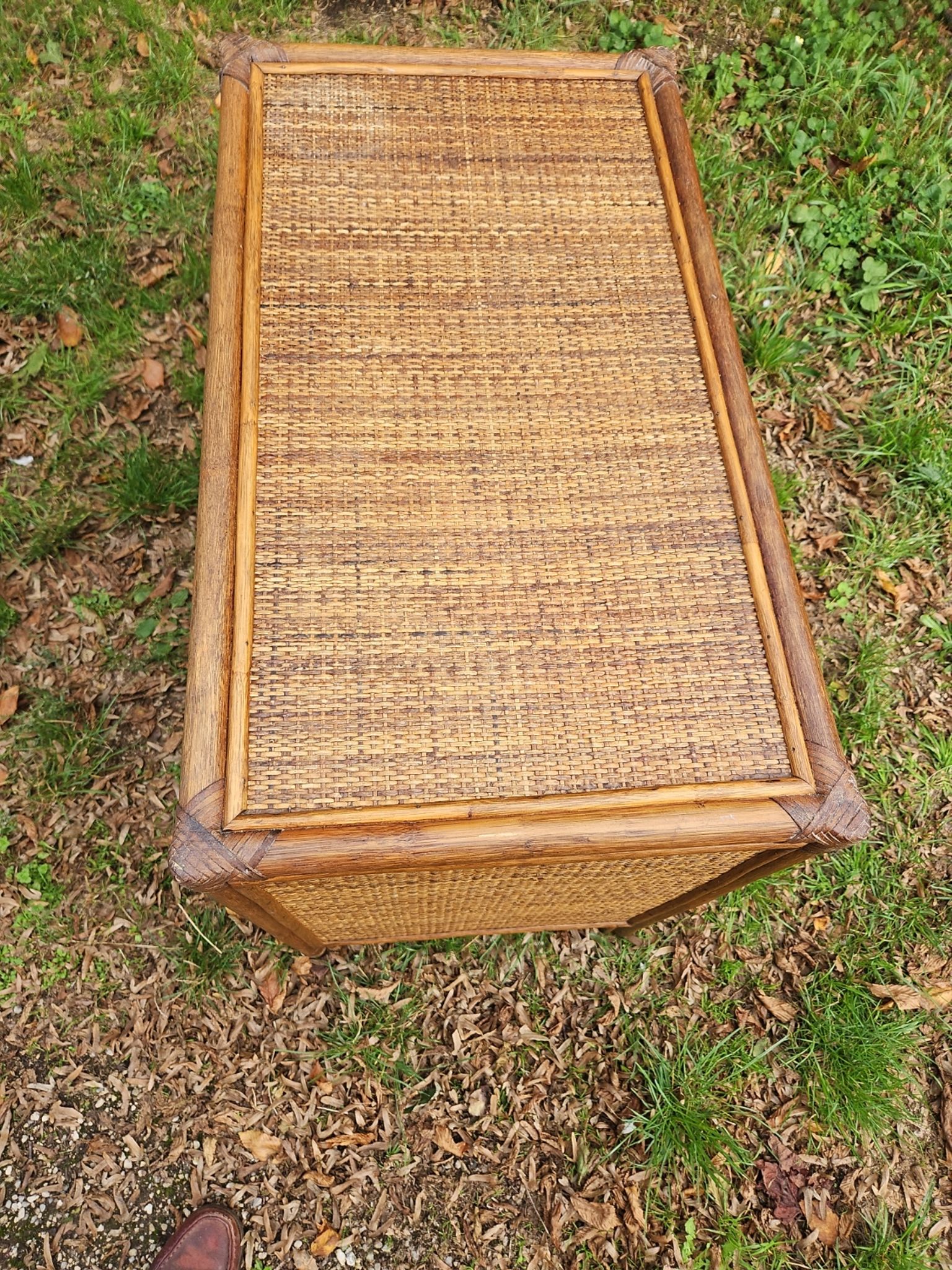 Vintage woven wicker rattan bamboo chest of drawers design 50-60-70