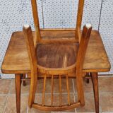 Vintage wooden school desk and chair set, Baumann, 1950s-60s