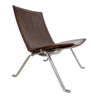 Brown leather armchair, 1st edition by Poul Kjærholm for E. Kold Christensen.