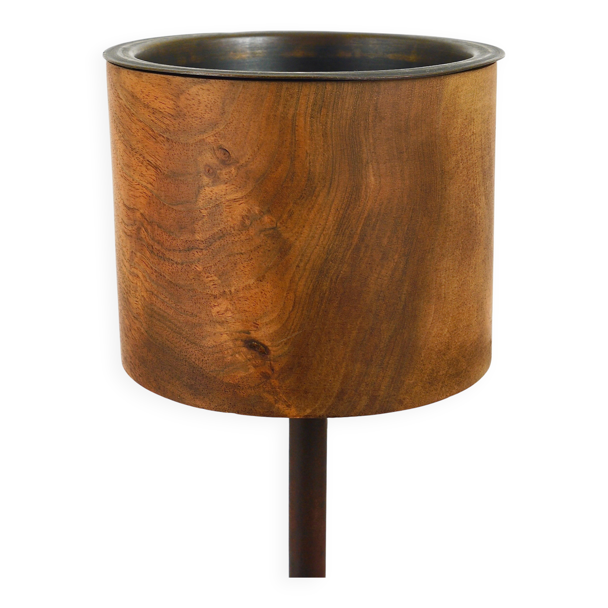 Modern Chandelier by Carl Aubock in Walnut and Leather, Austria, 1950s