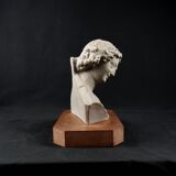 Terracotta bust of the smiling angel from Reims Cathedral with base