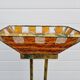 Brutalist Longobard floor lamp in hammered glass and gilded iron