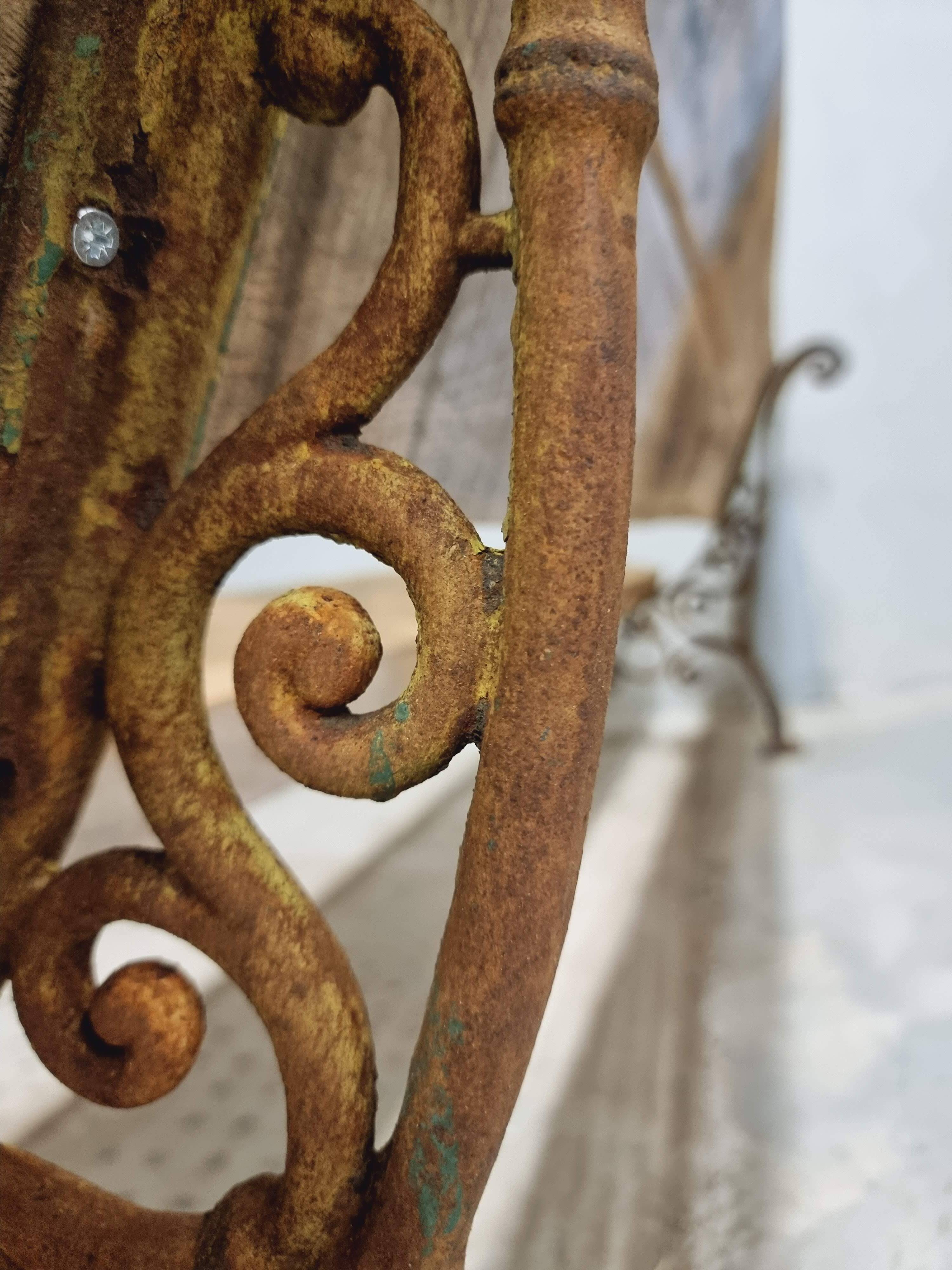 Antique garden bench French park bench oak with cast iron 218 cm