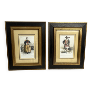 Gravures couple de bretons - fin