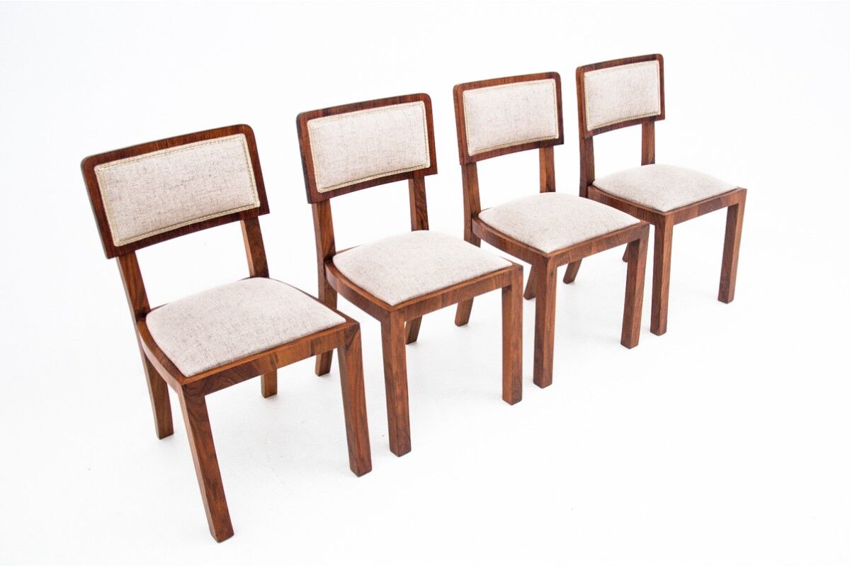 Art Deco dining set, table et 4 chairs, Poland, 1940s